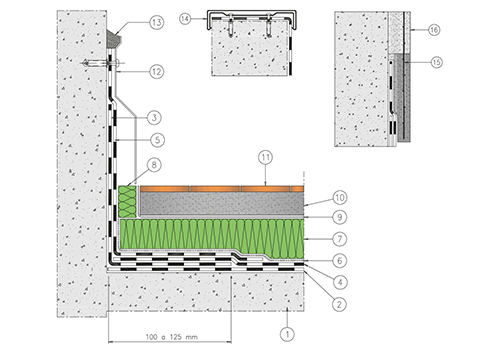 1.1 - FLAT WALKABLE COVER
CONCRETE AND MASONRY SUPPORT: thermal insulation - traditional tile flooring,