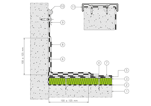 2.1 - INSULATED NON-WALKABLE COVERING
CONCRETE AND MASONRY SUPPORT: thermal insulation - visible surface,