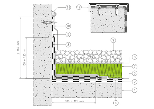 2.3 - NON WALKABLE REVERSE COVERING
CONCRETE AND MASONRY SUPPORT: thermal insulation – gravel ballast,