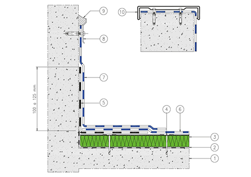 8.2 - INSULATED NON-WALKABLE COVERING
CONCRETE AND MASONRY SUPPORT: thermal insulation
with coupling panel - self-protecting seal element, 